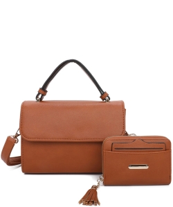 Fashion Flap Top Handle 2-in-1 Satchel P362S2 BROWN